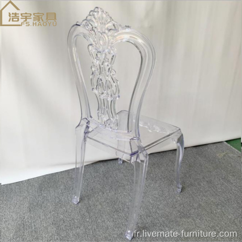 Chaise en acrylique de mariage Chaise de cristal de résine
